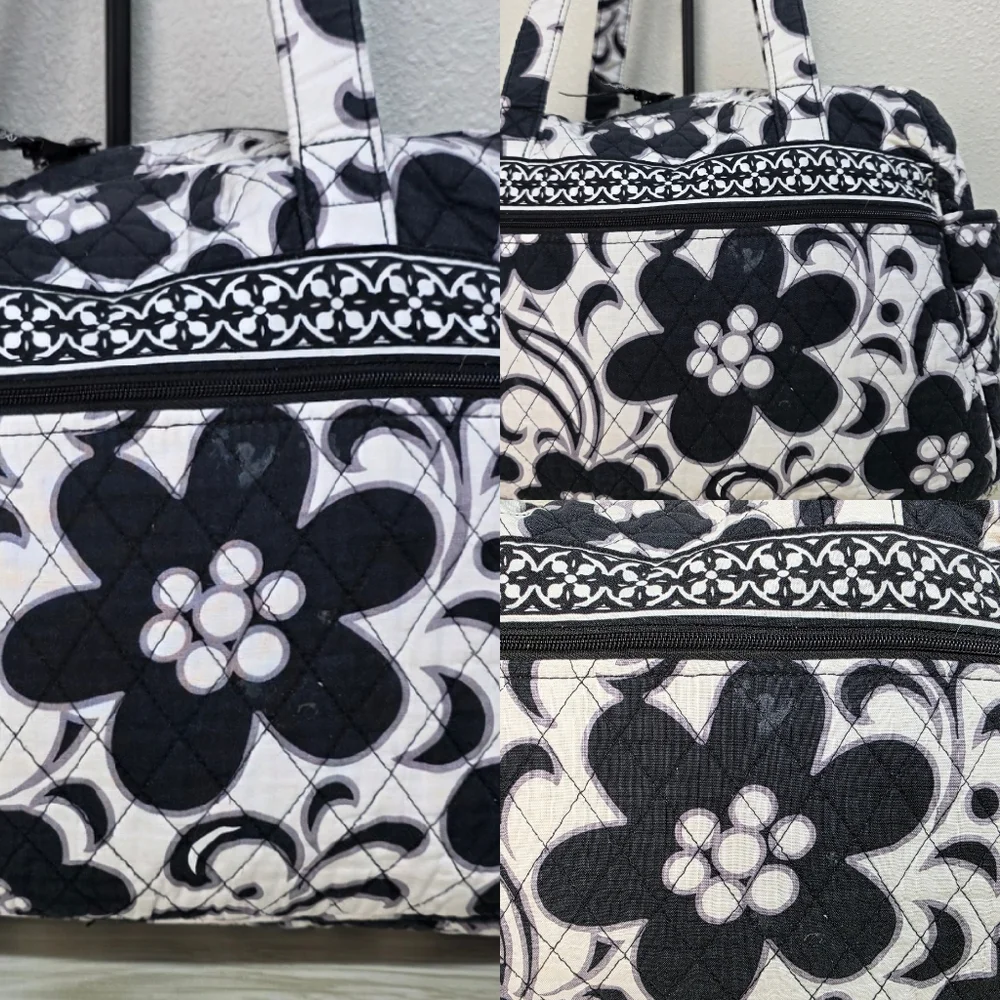 Vera Bradley Diaper Baby Bag Floral Pattern In Black & White